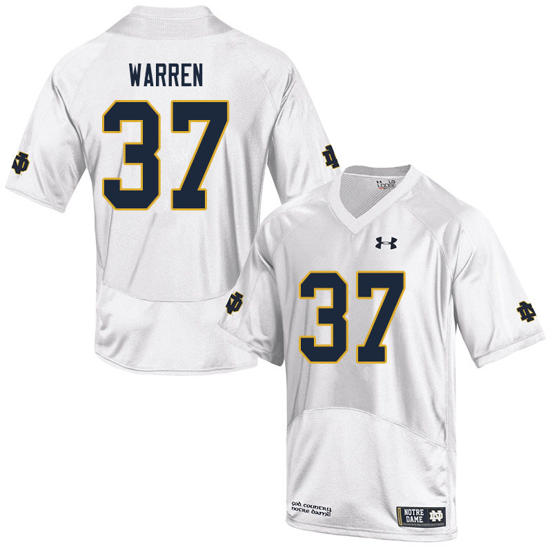 Men's NCAA Notre Dame Fighting Irish #37 James Warren Stitched College Under Armour Authentic White Football Jersey YY10S03XE